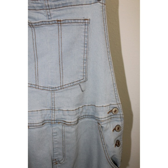 Women's Light Wash Denim Overalls Slim Leg Adjustable Straps Light Blue Size S - Picture 2 of 7